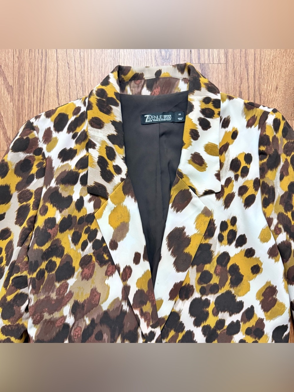 7th Avenue New York & Co Leopard Print Blazer Open Jacket Size XS - Picture 2 of 15